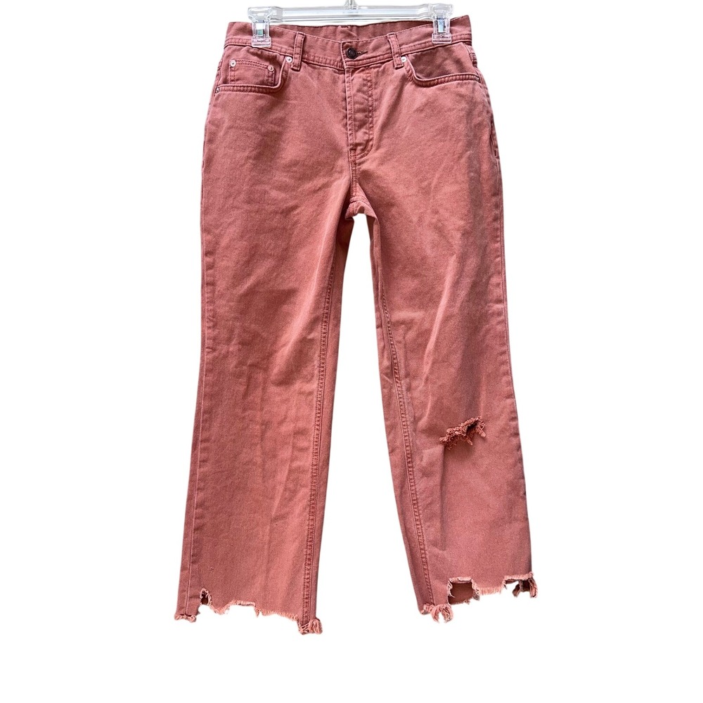 Free People Faded Rose Straight-Leg Cropped Jeans